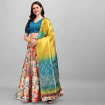 Multi Colored Satin Flared Lehenga