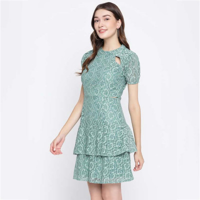 "Women Lace Cutout Detail Layered Dress "