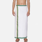 Men White Solid Cotton Readymade Dhoti