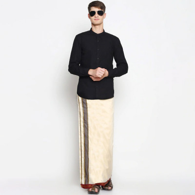 Men Pack Of 2 Cream-Coloured Solid Readymade Dhoti